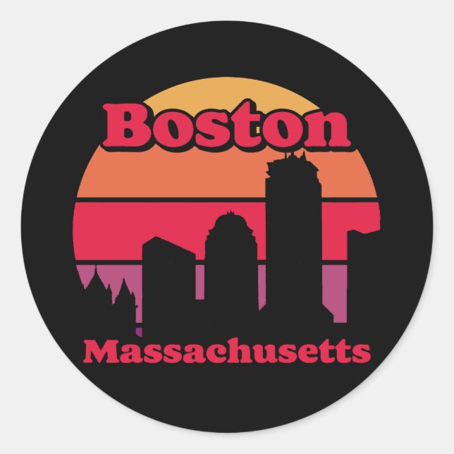 Vintag Boston Massachusetts Runder Aufkleber (Vorderseite)