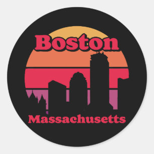 Vintag Boston Massachusetts Runder Aufkleber
