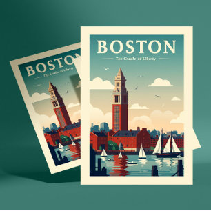 Vintag Boston Postkarte