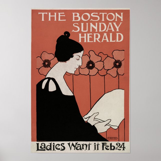 Vintag Boston Sunday Herald Cover Poster (Vorne)