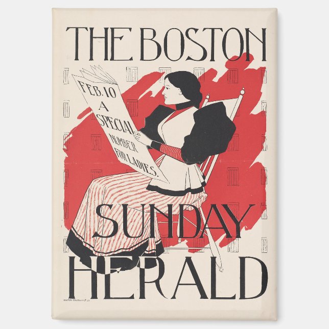 Vintag Boston Sunday Herald Women's Edition Magnet (Vorderseite)