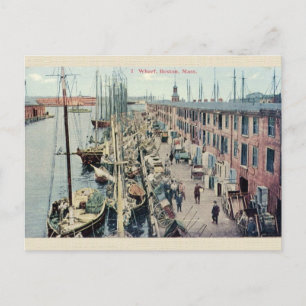 Vintag Boston Wharf Postcard Postkarte