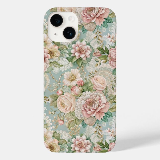 Vintag, botanisch, Girly Case-Mate iPhone Hülle (Rückseite)