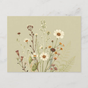 Vintag Botanisch von Wildblumen und Fernen Postkarte