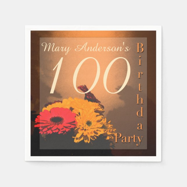 Vintag Bouquet 100. Geburtstag Papierserviette (Vorderseite)