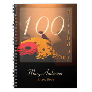 Vintag Bouquet 100. Geburtstagsparty Gästebuch Notizblock