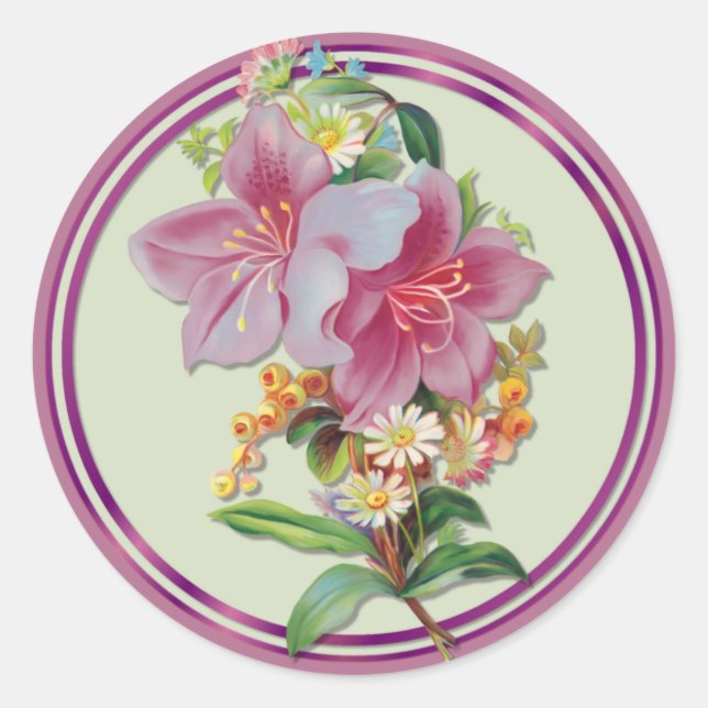 Vintag Bouquet Runder Aufkleber (Vorderseite)
