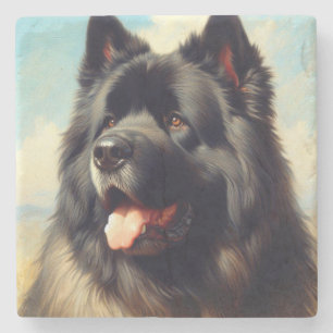 Vintag Bouvier des Flandres Painting Steinuntersetzer