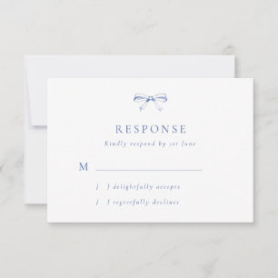 Vintag Bow Blue Wedding RSVP Card Karte