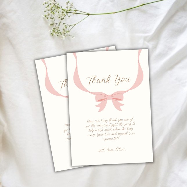 Vintag Bow Ribbon Babydusche Dankeskarte (Vintage Bow Ribbon Baby Shower Thank You Card)