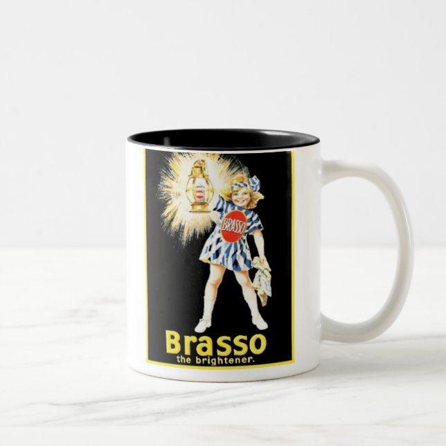 Vintag Brasso Ad Zweifarbige Tasse (Rechts)