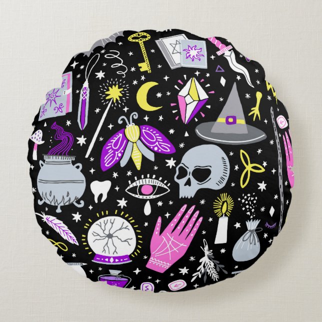 Vintag-braun-orange Tartan kariert. Rundes Kissen (Vorderseite)