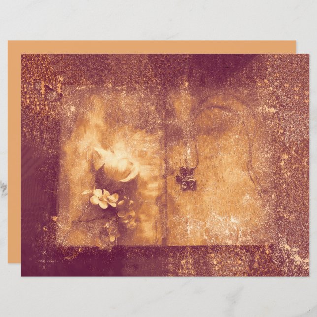 Vintag-braune Sepia Floral Alte Antike Textur (Vorne/Hinten)