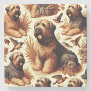 Vintag Briard Hund Nahtlos Steinuntersetzer