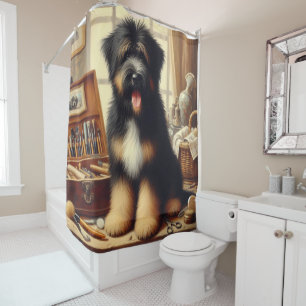 Vintag Briard Hunde Malerei Duschvorhang