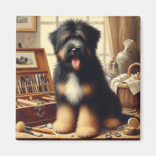 Vintag Briard Hunde Malerei Magnet