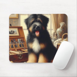Vintag Briard Hunde Malerei Mousepad