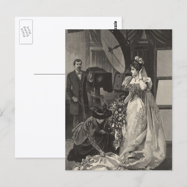 Vintag Bride, Bridal Portrait mit Fotograf Postkarte (Vorne/Hinten)