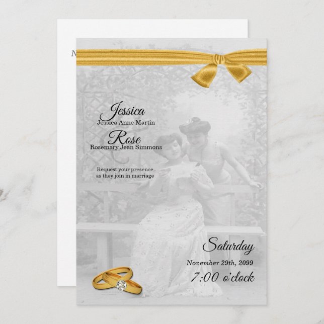 Vintag Brides Gay Wedding Einladung (Vorne/Hinten)