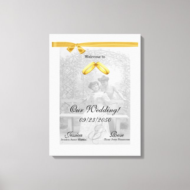 Vintag Brides Willkommenstag Leinwanddruck (Vorderseite)