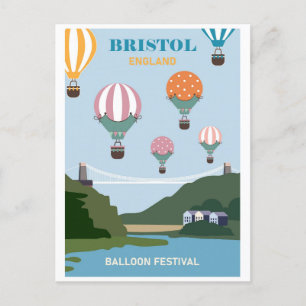 Vintag Bristol England Ballonfahrten Postkarte