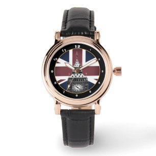 Vintag British Flag & Big Ben, London, UK Mode Armbanduhr