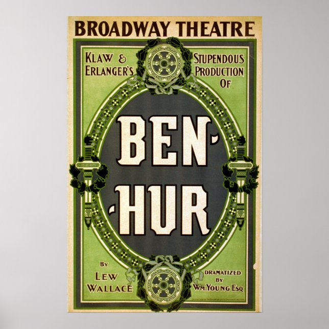 Vintag Broadway Theater Ben Hur Play Poster (Vorne)