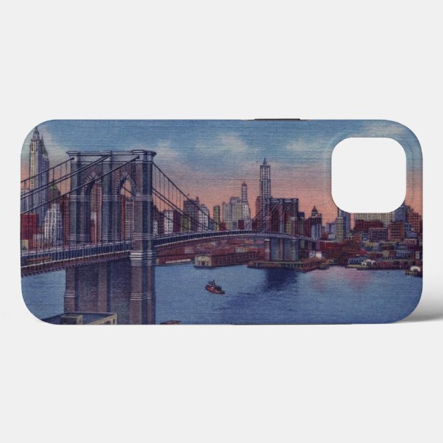 Vintag Brooklyn Bridge Blue Case-Mate iPhone Hülle (Rückseite (Horizontal))