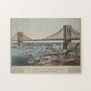 Vintag Brooklyn Bridge Illustration (1872) Puzzle