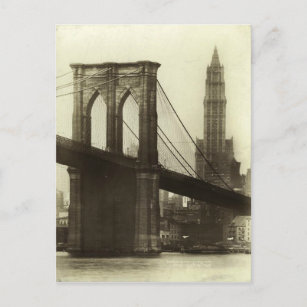 Vintag Brooklyn Bridge New York City Skyline Postkarte