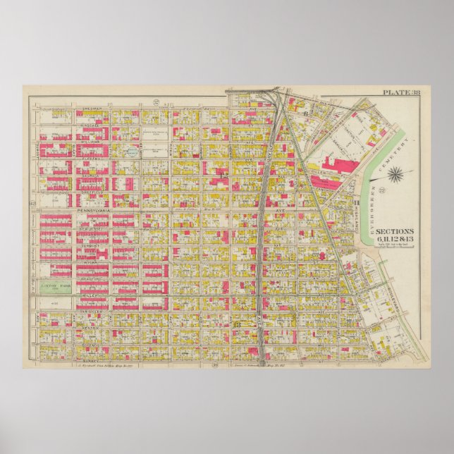 Vintag Brooklyn Map | George Washington Bromley Poster (Vorne)