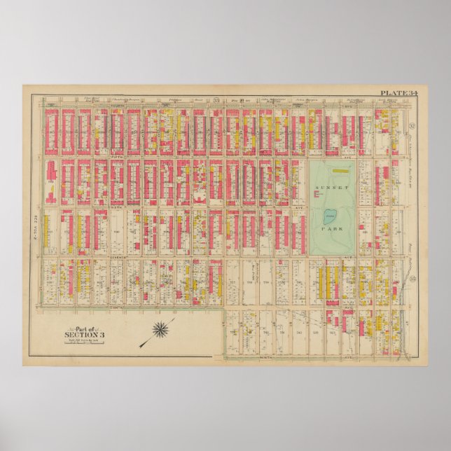 Vintag Brooklyn Map | George Washington Bromley Poster (Vorne)