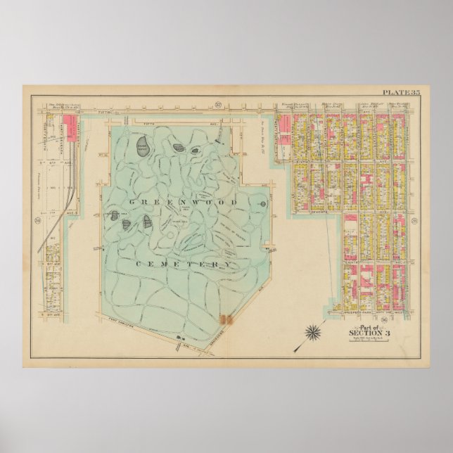 Vintag Brooklyn Map | George Washington Bromley Poster (Vorne)