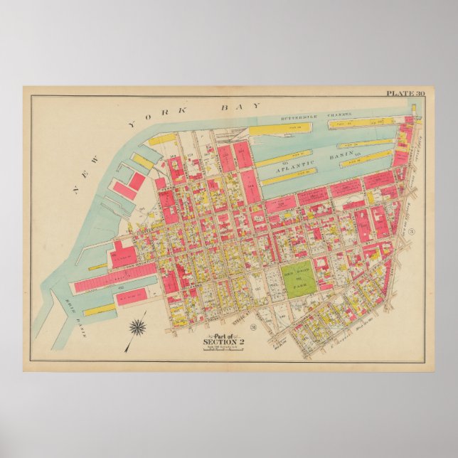Vintag Brooklyn Map | George Washington Bromley Poster (Vorne)