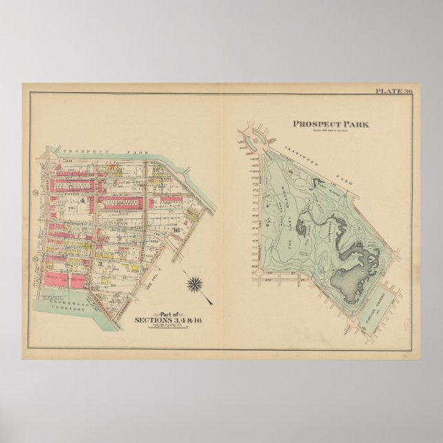 Vintag Brooklyn Map | George Washington Bromley Poster (Vorne)