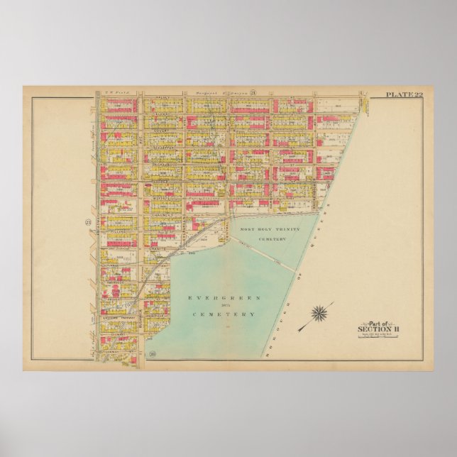 Vintag Brooklyn Map | George Washington Bromley Poster (Vorne)