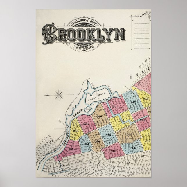 Vintag Brooklyn Map Poster (Vorne)