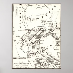 Vintag Brooklyn NY Transit System Map (1912) Poster