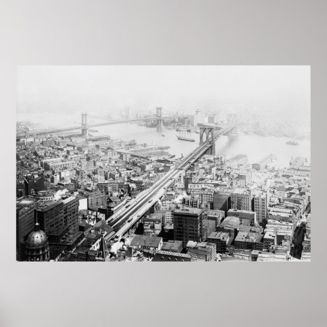 Vintag Brooklyn und Manhattan Bridge Fotografie Poster (Vorne)