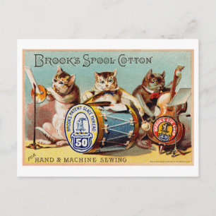 Vintag Brooks Spool Cotton Cat-Werbung Postkarte