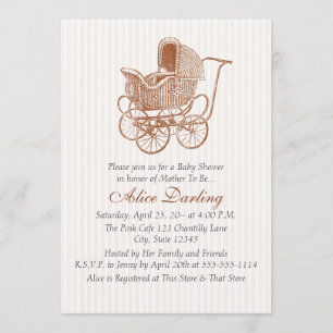 Vintag Brown Baby Carriage Baby Dusche Einladung