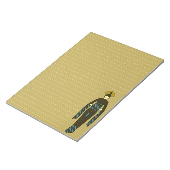 Vintag Brown Blue Woman Turban Türkei Jugendstil Notizblock (angewinkelt)