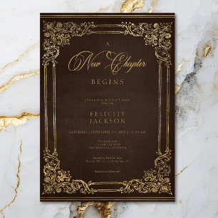 Vintag Brown Book New Chapter beginnt Dusche Einladung