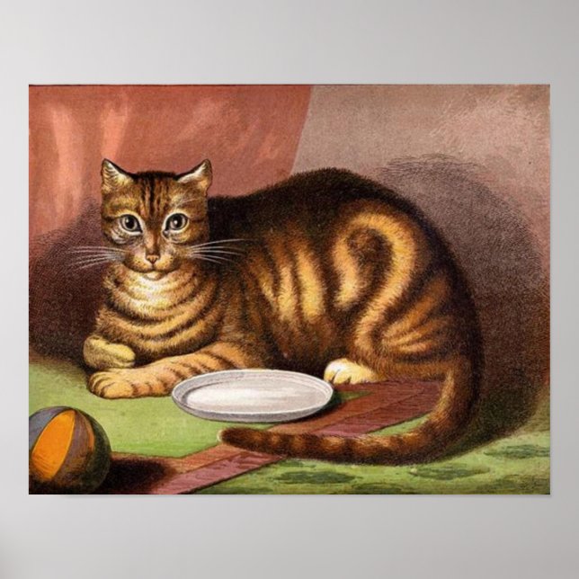 Vintag Brown Cat Canvas Print Poster (Vorne)