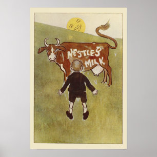 Vintag Brown Cow Nestle's Milk Poster