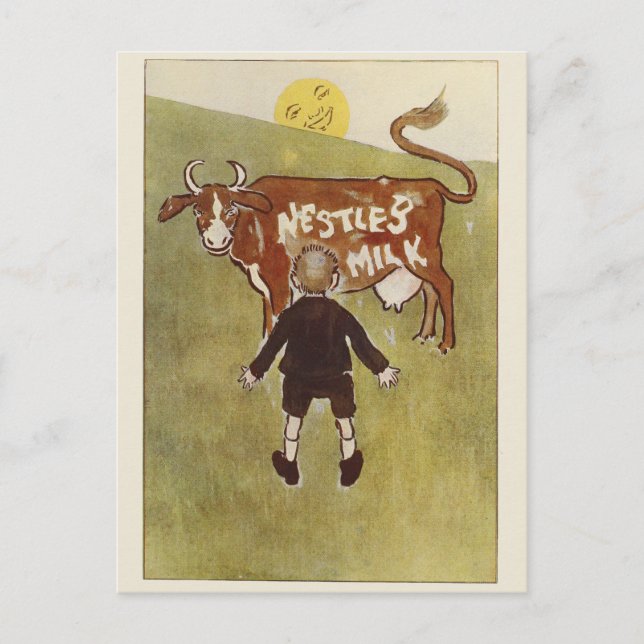 Vintag Brown Cow Nestle's Milk Postkarte (Vorderseite)