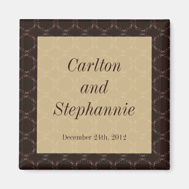 Vintag Brown/Creme Wedding Magnet Gefallen (Vorne)