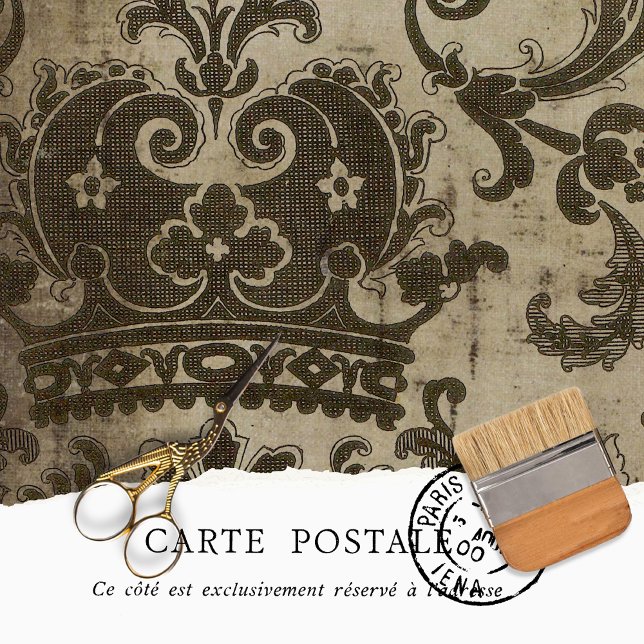 Vintag Brown Crown Motif Rustikale Decoupage Seidenpapier (Von Creator hochgeladen)