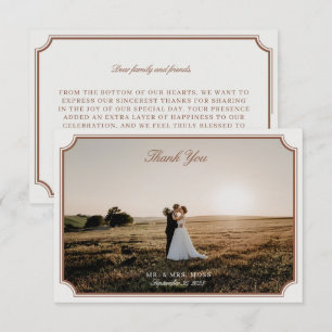 Vintag Brown & Ecru Wedding Foto Dankeschön Karte