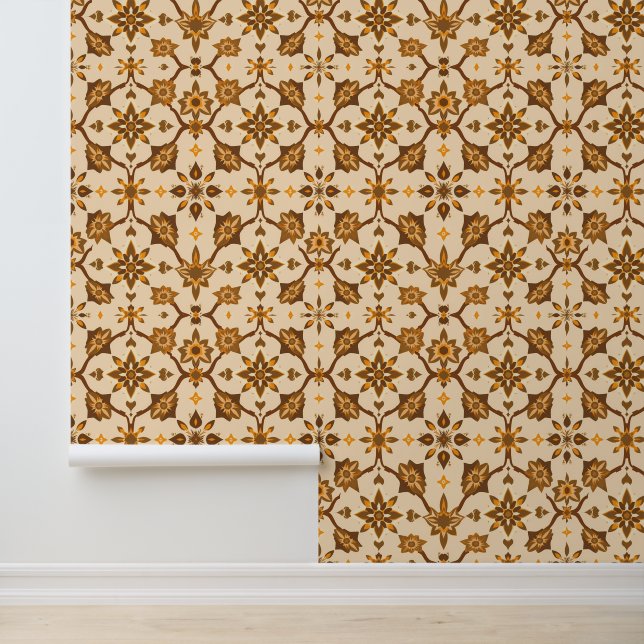 Vintag Brown Floral Mandala Pattern Tapete (Anwendung)